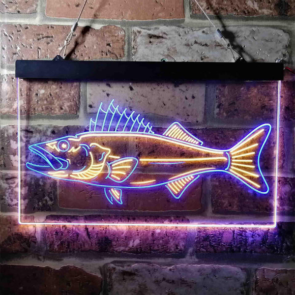 ADVPRO Walleye Fish Camp Man Cave Dual Color LED Neon Sign st6-i3732 - Blue & Yellow
