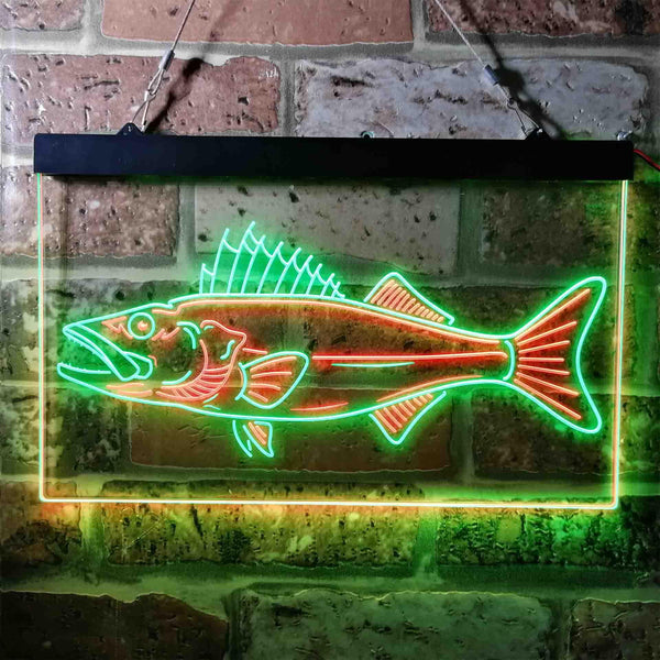 ADVPRO Walleye Fish Camp Man Cave Dual Color LED Neon Sign st6-i3732 - Green & Red