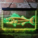 ADVPRO Walleye Fish Camp Man Cave Dual Color LED Neon Sign st6-i3732 - Green & Yellow