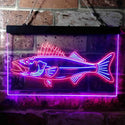 ADVPRO Walleye Fish Camp Man Cave Dual Color LED Neon Sign st6-i3732 - Red & Blue