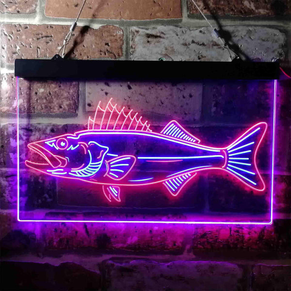 ADVPRO Walleye Fish Camp Man Cave Dual Color LED Neon Sign st6-i3732 - Red & Blue