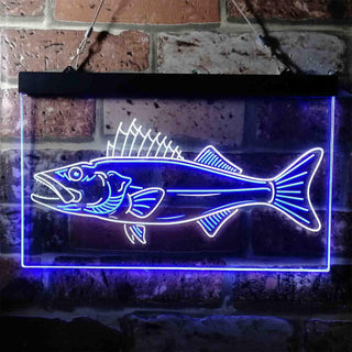 ADVPRO Walleye Fish Camp Man Cave Dual Color LED Neon Sign st6-i3732 - White & Blue