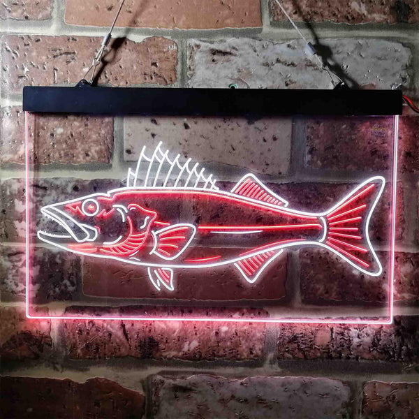 ADVPRO Walleye Fish Camp Man Cave Dual Color LED Neon Sign st6-i3732 - White & Red