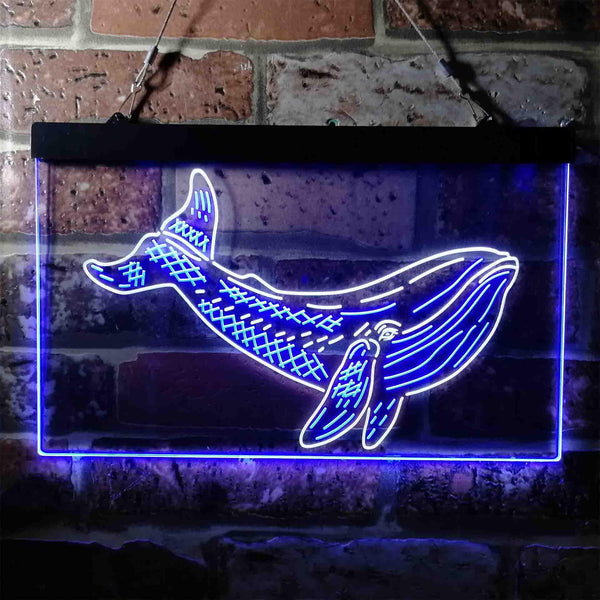 ADVPRO Whale Ocean Display Room Dual Color LED Neon Sign st6-i3733 - White & Blue