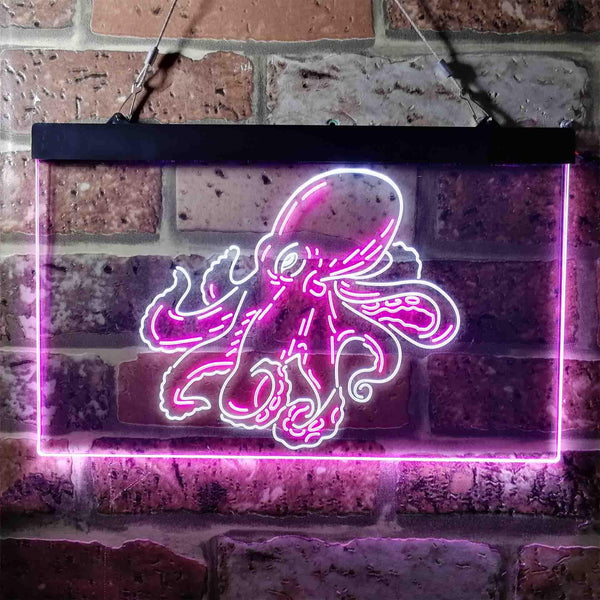 ADVPRO Octopus Ocean Display Room Dual Color LED Neon Sign st6-i3734 - White & Purple