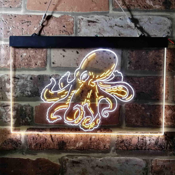 ADVPRO Octopus Ocean Display Room Dual Color LED Neon Sign st6-i3734 - White & Yellow