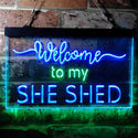ADVPRO Welcome to My She Shed Woman Cave Room Dual Color LED Neon Sign st6-i3736 - Green & Blue