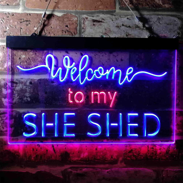 ADVPRO Welcome to My She Shed Woman Cave Room Dual Color LED Neon Sign st6-i3736 - Red & Blue