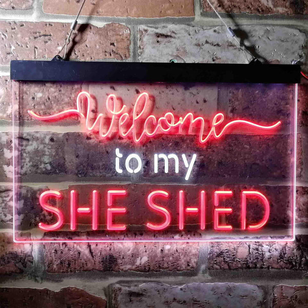 ADVPRO Welcome to My She Shed Woman Cave Room Dual Color LED Neon Sign st6-i3736 - White & Red