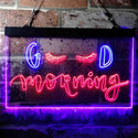 ADVPRO Good Morning Beautiful Eyelash Lash Dual Color LED Neon Sign st6-i3737 - Blue & Red