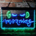 ADVPRO Good Morning Beautiful Eyelash Lash Dual Color LED Neon Sign st6-i3737 - Green & Blue
