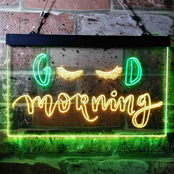 ADVPRO Good Morning Beautiful Eyelash Lash Dual Color LED Neon Sign st6-i3737 - Green & Yellow