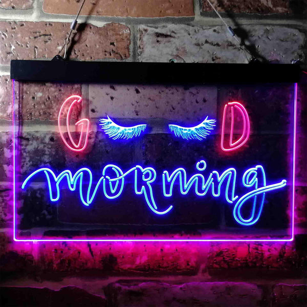 ADVPRO Good Morning Beautiful Eyelash Lash Dual Color LED Neon Sign st6-i3737 - Red & Blue