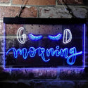 ADVPRO Good Morning Beautiful Eyelash Lash Dual Color LED Neon Sign st6-i3737 - White & Blue