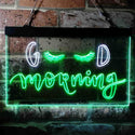 ADVPRO Good Morning Beautiful Eyelash Lash Dual Color LED Neon Sign st6-i3737 - White & Green