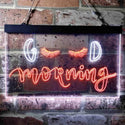 ADVPRO Good Morning Beautiful Eyelash Lash Dual Color LED Neon Sign st6-i3737 - White & Orange