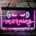 ADVPRO Good Morning Beautiful Eyelash Lash Dual Color LED Neon Sign st6-i3737 - White & Purple