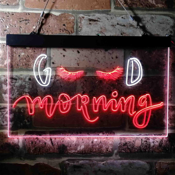 ADVPRO Good Morning Beautiful Eyelash Lash Dual Color LED Neon Sign st6-i3737 - White & Red