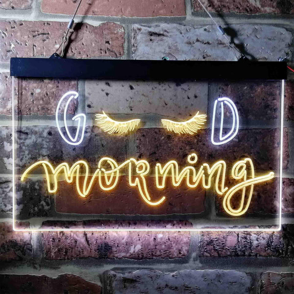 ADVPRO Good Morning Beautiful Eyelash Lash Dual Color LED Neon Sign st6-i3737 - White & Yellow