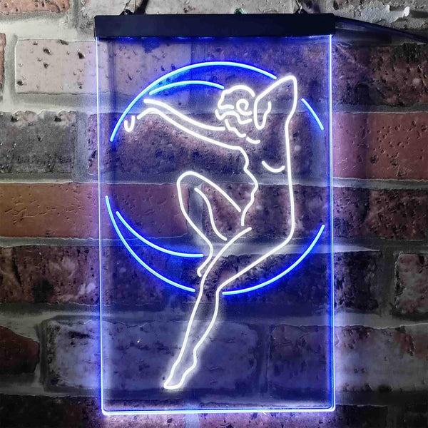 ADVPRO Blue Moon Lady  Dual Color LED Neon Sign st6-i3742 - White & Blue