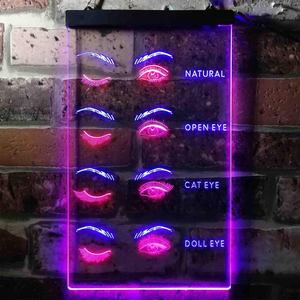 ADVPRO Eyelash Style Natural Cat Open Doll Eyes Beauty Salon  Dual Color LED Neon Sign st6-i3744 - Blue & Red