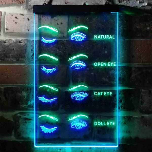 ADVPRO Eyelash Style Natural Cat Open Doll Eyes Beauty Salon  Dual Color LED Neon Sign st6-i3744 - Green & Blue