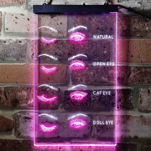 ADVPRO Eyelash Style Natural Cat Open Doll Eyes Beauty Salon  Dual Color LED Neon Sign st6-i3744 - White & Purple