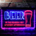 ADVPRO Beer is The Reason Get Up Every Afternoon Humor Dual Color LED Neon Sign st6-i3745 - Blue & Red