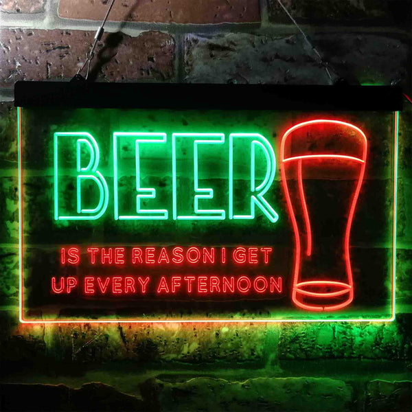 ADVPRO Beer is The Reason Get Up Every Afternoon Humor Dual Color LED Neon Sign st6-i3745 - Green & Red