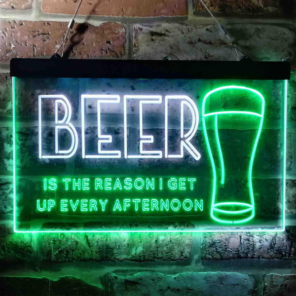 ADVPRO Beer is The Reason Get Up Every Afternoon Humor Dual Color LED Neon Sign st6-i3745 - White & Green