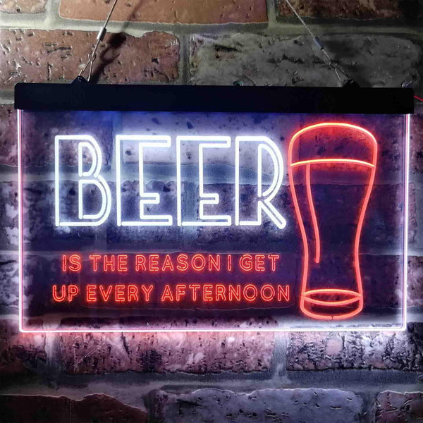 ADVPRO Beer is The Reason Get Up Every Afternoon Humor Dual Color LED Neon Sign st6-i3745 - White & Orange