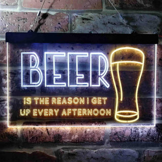 ADVPRO Beer is The Reason Get Up Every Afternoon Humor Dual Color LED Neon Sign st6-i3745 - White & Yellow