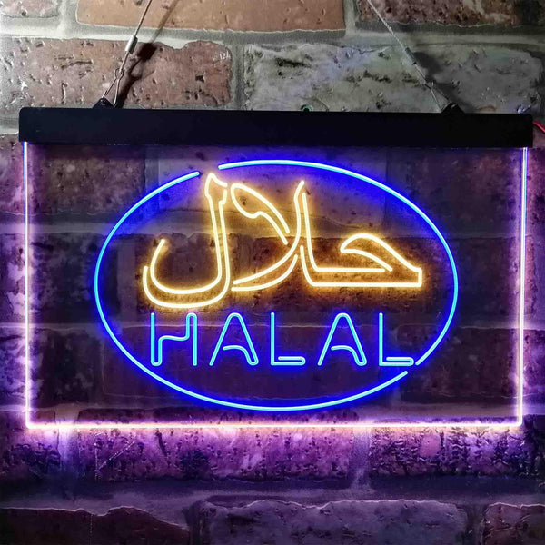 ADVPRO Halal Food Arabic Restaurant Dual Color LED Neon Sign st6-i3746 - Blue & Yellow
