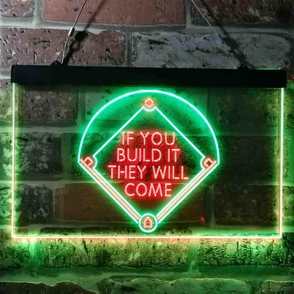 ADVPRO If You Build it They Will Come Baseball Court Dual Color LED Neon Sign st6-i3747 - Green & Red