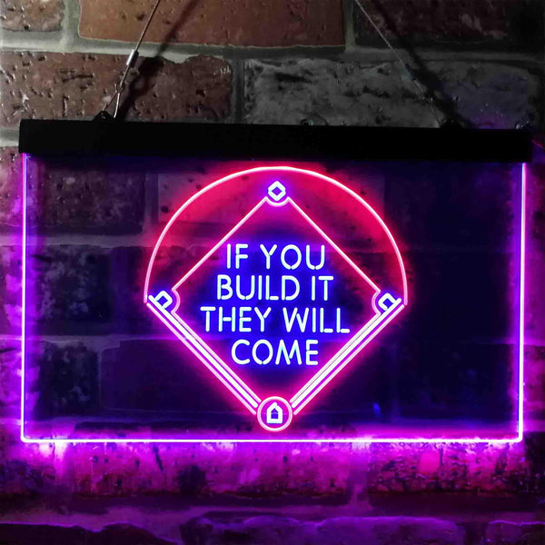 ADVPRO If You Build it They Will Come Baseball Court Dual Color LED Neon Sign st6-i3747 - Red & Blue