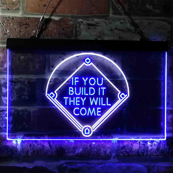 ADVPRO If You Build it They Will Come Baseball Court Dual Color LED Neon Sign st6-i3747 - White & Blue