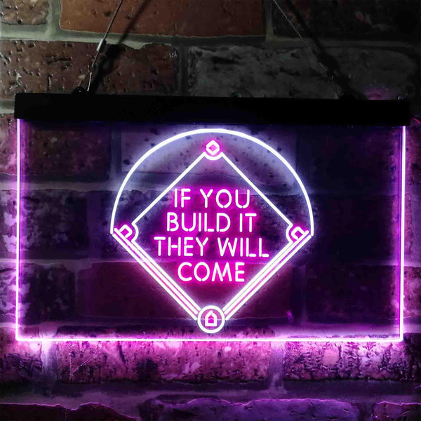 ADVPRO If You Build it They Will Come Baseball Court Dual Color LED Neon Sign st6-i3747 - White & Purple