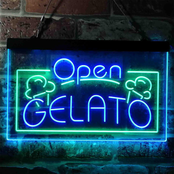 ADVPRO Gelato Open Shop Dual Color LED Neon Sign st6-i3748 - Green & Blue