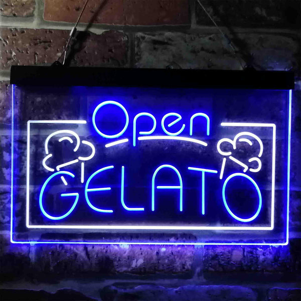 ADVPRO Gelato Open Shop Dual Color LED Neon Sign st6-i3748 - White & Blue