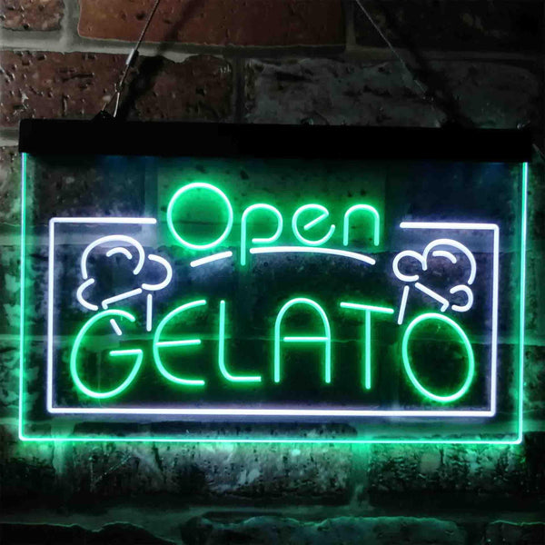 ADVPRO Gelato Open Shop Dual Color LED Neon Sign st6-i3748 - White & Green