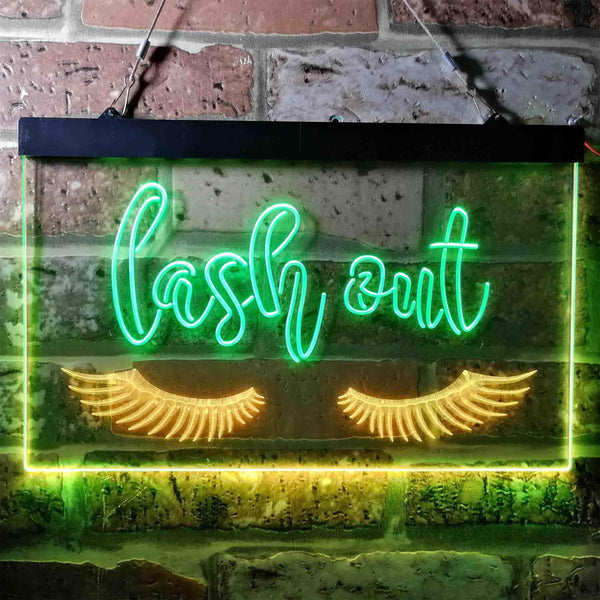 ADVPRO Lash Out Eyelash Lady Girl Room Dual Color LED Neon Sign st6-i3750 - Green & Yellow