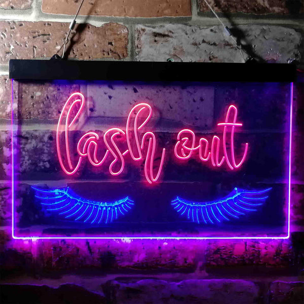 ADVPRO Lash Out Eyelash Lady Girl Room Dual Color LED Neon Sign st6-i3750 - Red & Blue