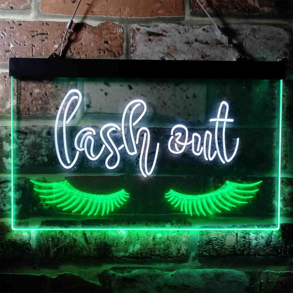 ADVPRO Lash Out Eyelash Lady Girl Room Dual Color LED Neon Sign st6-i3750 - White & Green