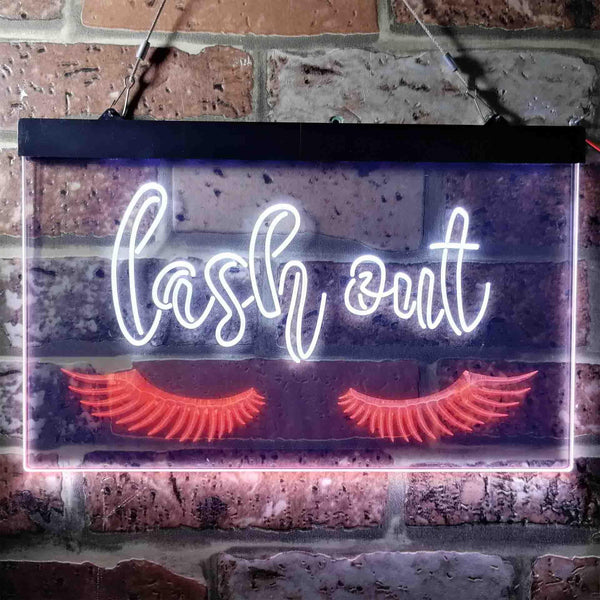 ADVPRO Lash Out Eyelash Lady Girl Room Dual Color LED Neon Sign st6-i3750 - White & Orange