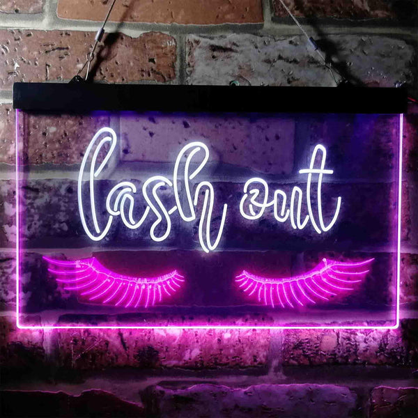 ADVPRO Lash Out Eyelash Lady Girl Room Dual Color LED Neon Sign st6-i3750 - White & Purple