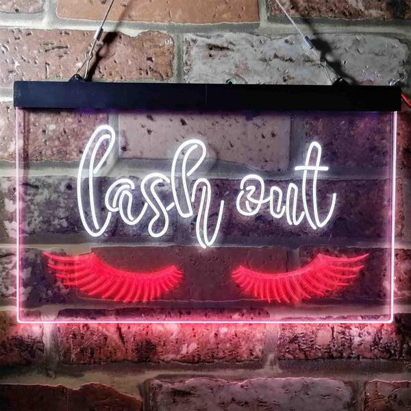 ADVPRO Lash Out Eyelash Lady Girl Room Dual Color LED Neon Sign st6-i3750 - White & Red