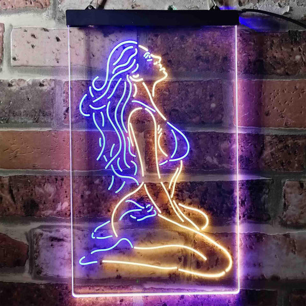 ADVPRO Sexy Girl Thinking Bedroom Man Cave  Dual Color LED Neon Sign st6-i3751 - Blue & Yellow