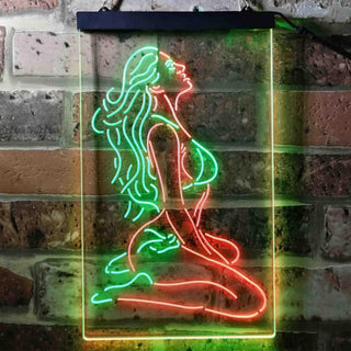 ADVPRO Sexy Girl Thinking Bedroom Man Cave  Dual Color LED Neon Sign st6-i3751 - Green & Red