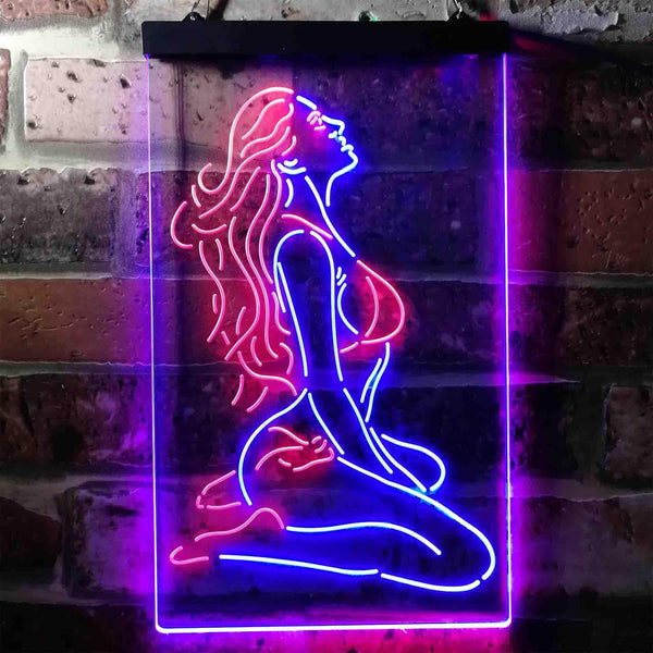 ADVPRO Sexy Girl Thinking Bedroom Man Cave  Dual Color LED Neon Sign st6-i3751 - Red & Blue