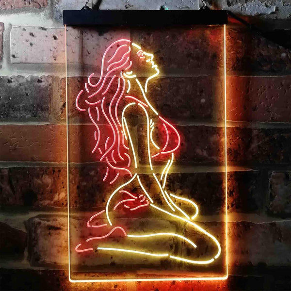 ADVPRO Sexy Girl Thinking Bedroom Man Cave  Dual Color LED Neon Sign st6-i3751 - Red & Yellow